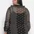 Gazzy black polka print pleated neck tie knot plus size women top