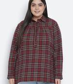 Wine vibe brush checxk plus size women tunic
