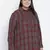 Wine vibe brush checxk plus size women tunic