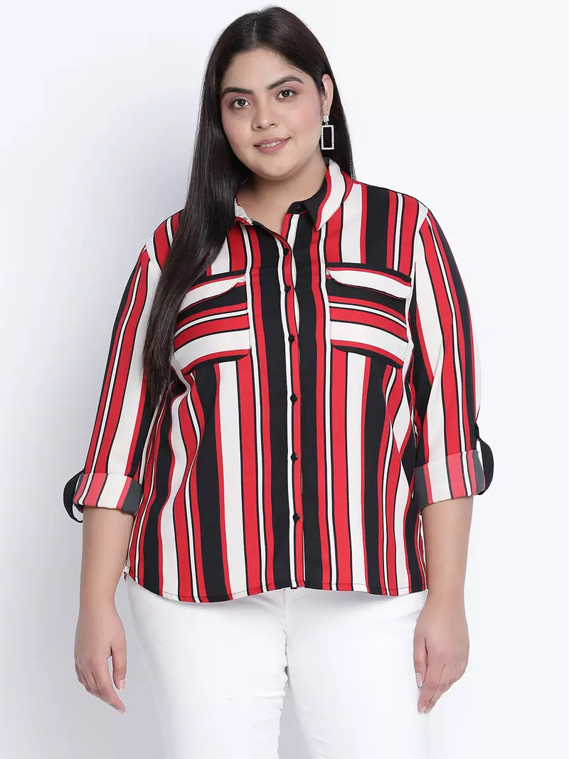 Efantic strpes plus size shirt