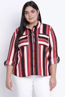 Efantic strpes plus size shirt