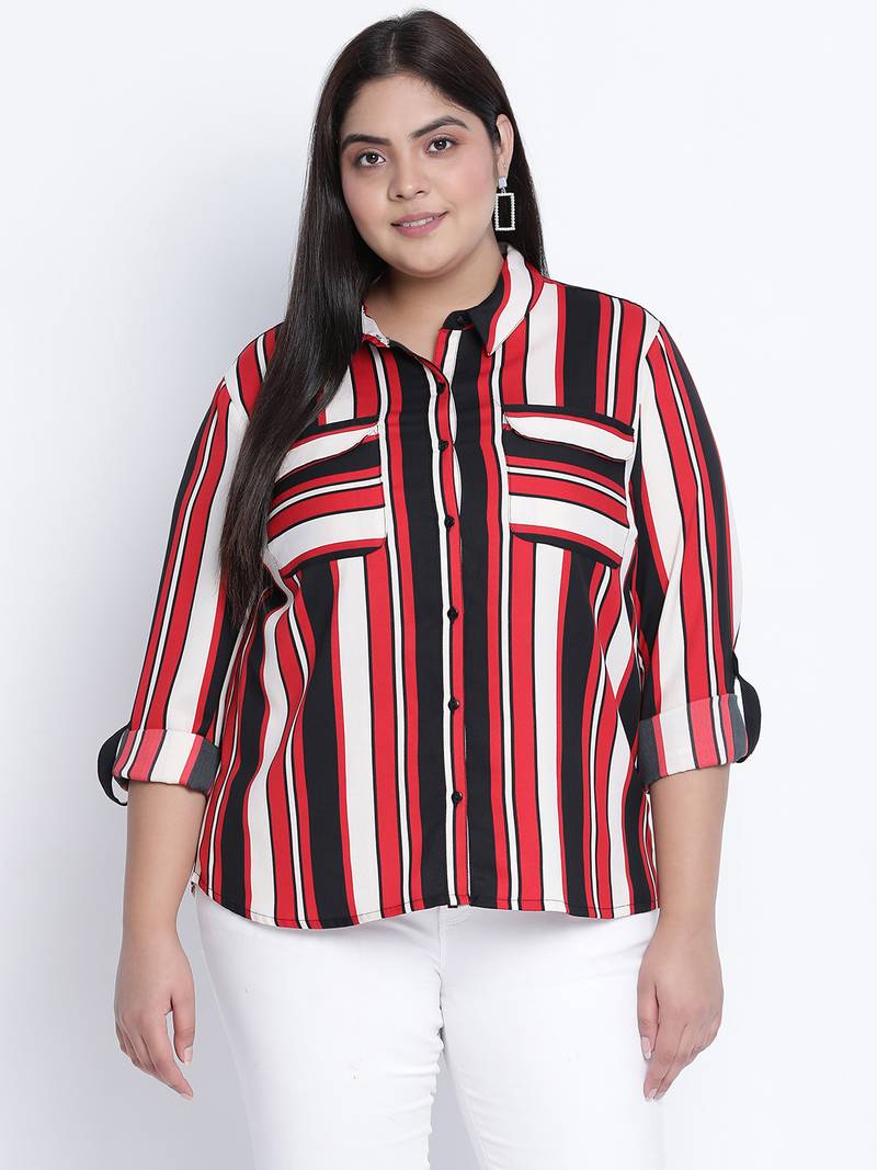 Efantic strpes plus size shirt