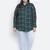 Femnine green brush check women shirt