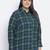 Femnine green brush check women shirt