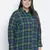 Femnine green brush check women shirt