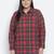Edgy red brush check plus szie women shirt