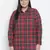 Edgy red brush check plus szie women shirt
