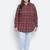 Edgy red brush check plus szie women shirt