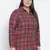 Edgy red brush check plus szie women shirt