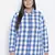 Minimalist blue brush check plus size women shirt