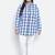 Minimalist blue brush check plus size women shirt
