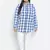 Minimalist blue brush check plus size women shirt
