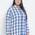 Minimalist blue brush check plus size women shirt