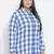 Minimalist blue brush check plus size women shirt