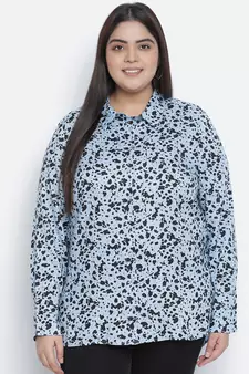 Groovey blue animal print plus size women shirt