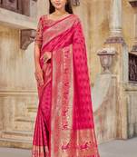 Pink woven banarasi silk saree 