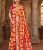 Red woven banarasi silk saree 