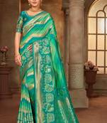 Light green woven banarasi silk saree 