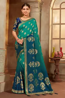 Blue woven banarasi silk saree 