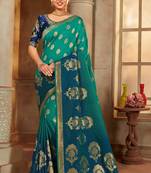 Blue woven banarasi silk saree 