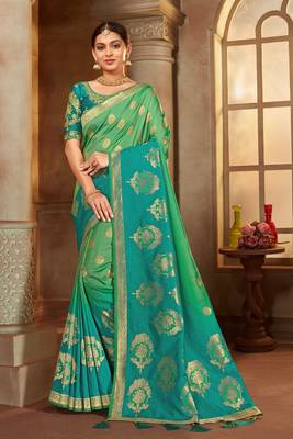 Light green woven banarasi silk saree  1