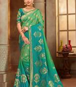 Light green woven banarasi silk saree 