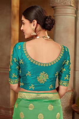 Light green woven banarasi silk saree  5
