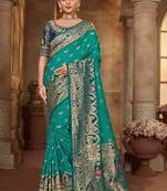Blue woven banarasi silk saree 