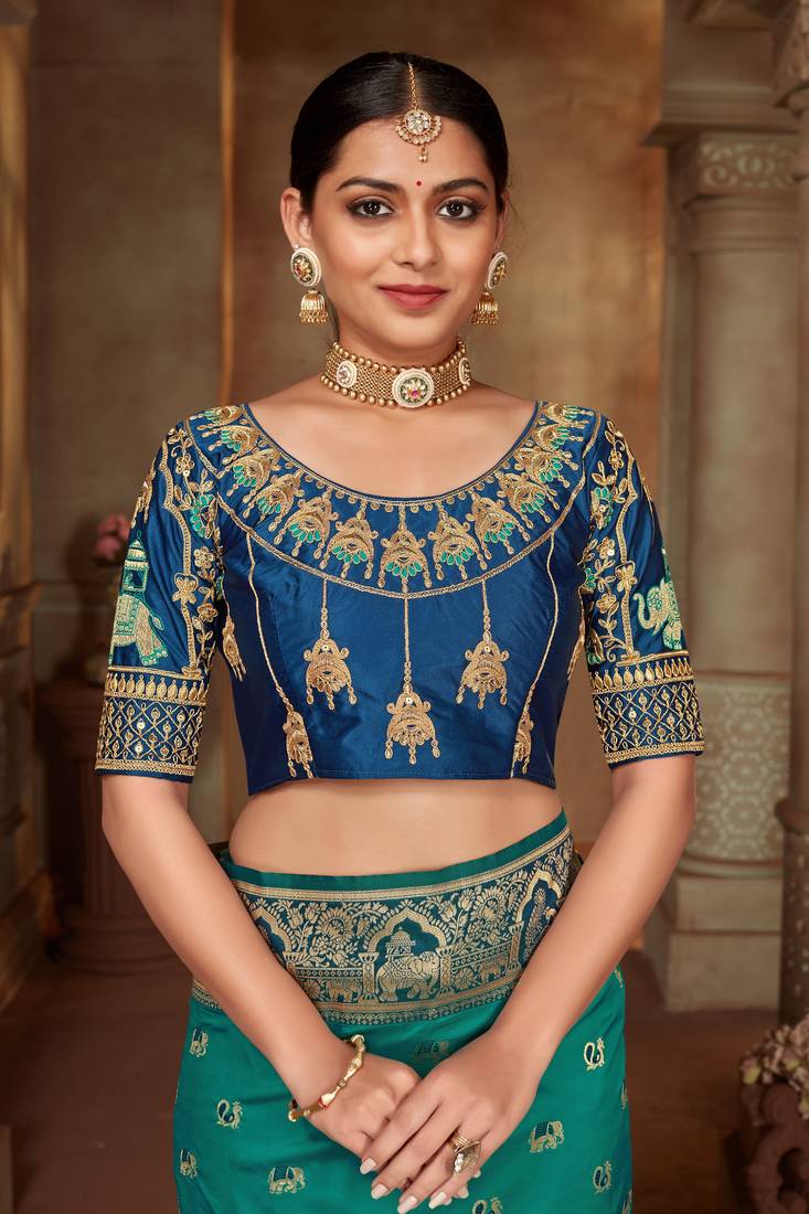 Blue woven banarasi silk saree 