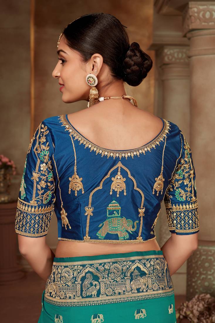 Blue woven banarasi silk saree 