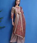 Beige digital print pure silk salwar