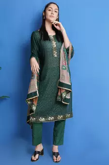 Green embroidered chiffon salwar