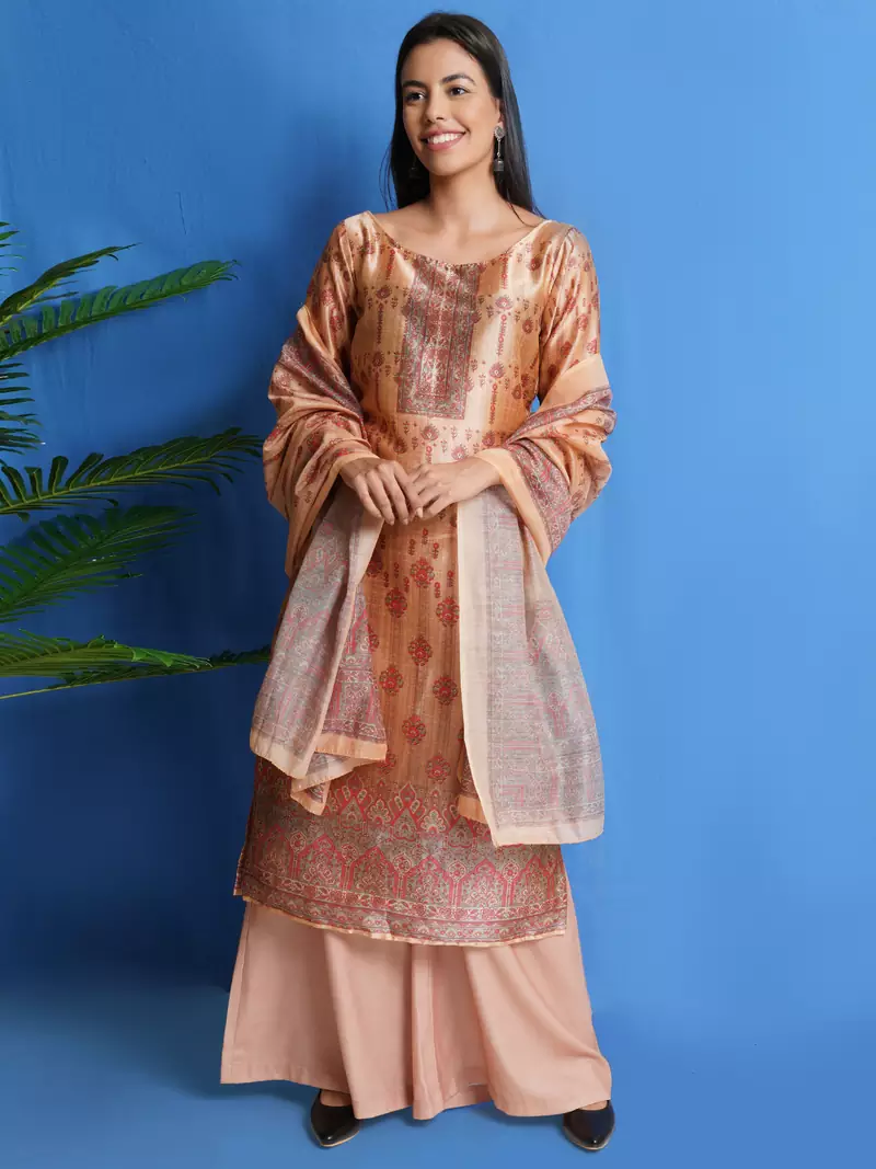 Gold digital print pure silk salwar