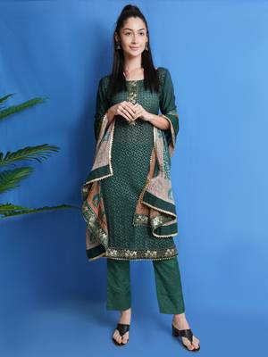 Green embroidered chiffon salwar 2