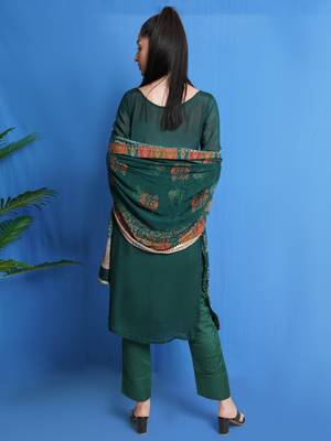 Green embroidered chiffon salwar 3