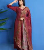 Maroon embroidered chiffon salwar
