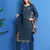 Teal embroidered chiffon salwar