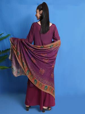 Wine embroidered chiffon salwar 3