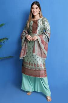 Green digital print pure silk salwar