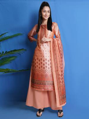 Peach digital print pure silk salwar 1