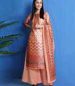 Peach digital print pure silk salwar