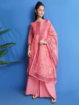 Pink digital print chanderi silk salwar 1