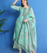 Green digital print chanderi silk salwar