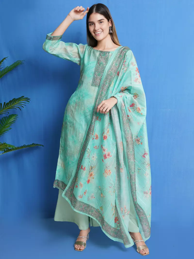 Green digital print chanderi silk salwar