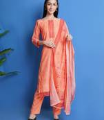 Orange digital print chanderi silk salwar