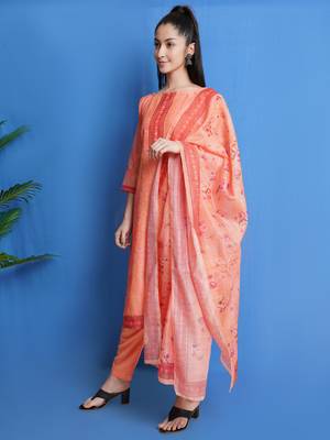 Orange digital print chanderi silk salwar 2