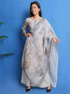 Grey digital print chanderi silk salwar 1