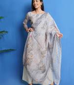 Grey digital print chanderi silk salwar
