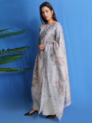 Grey digital print chanderi silk salwar 2