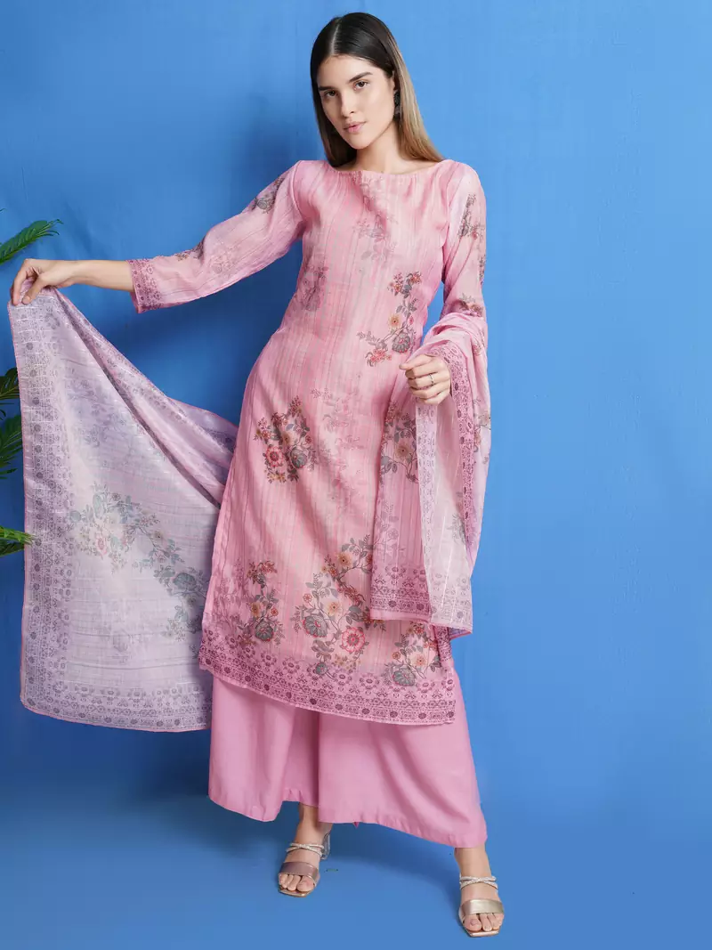 Pink digital print chanderi silk salwar